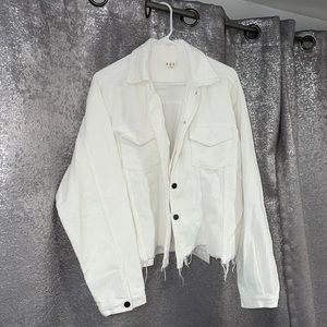 White Distressed Corduroy Jacket